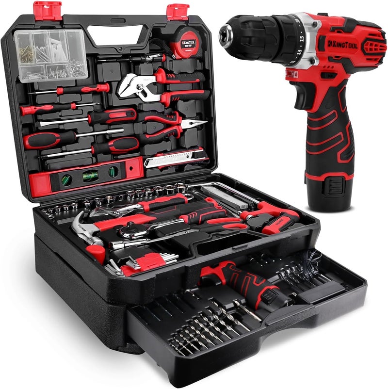KingTool 276-Piece Tool Set Kit - Tool kit with 12V Cordless Power Drill Driver Toolbox Storage Case with Drawer, Drill Set Perfect for Homeowner, Diyer, Handyman - Image 1